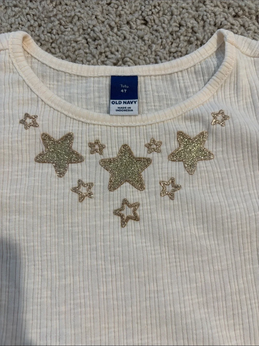 Old Navy Cream Tulle Dress with Gold Star Accents